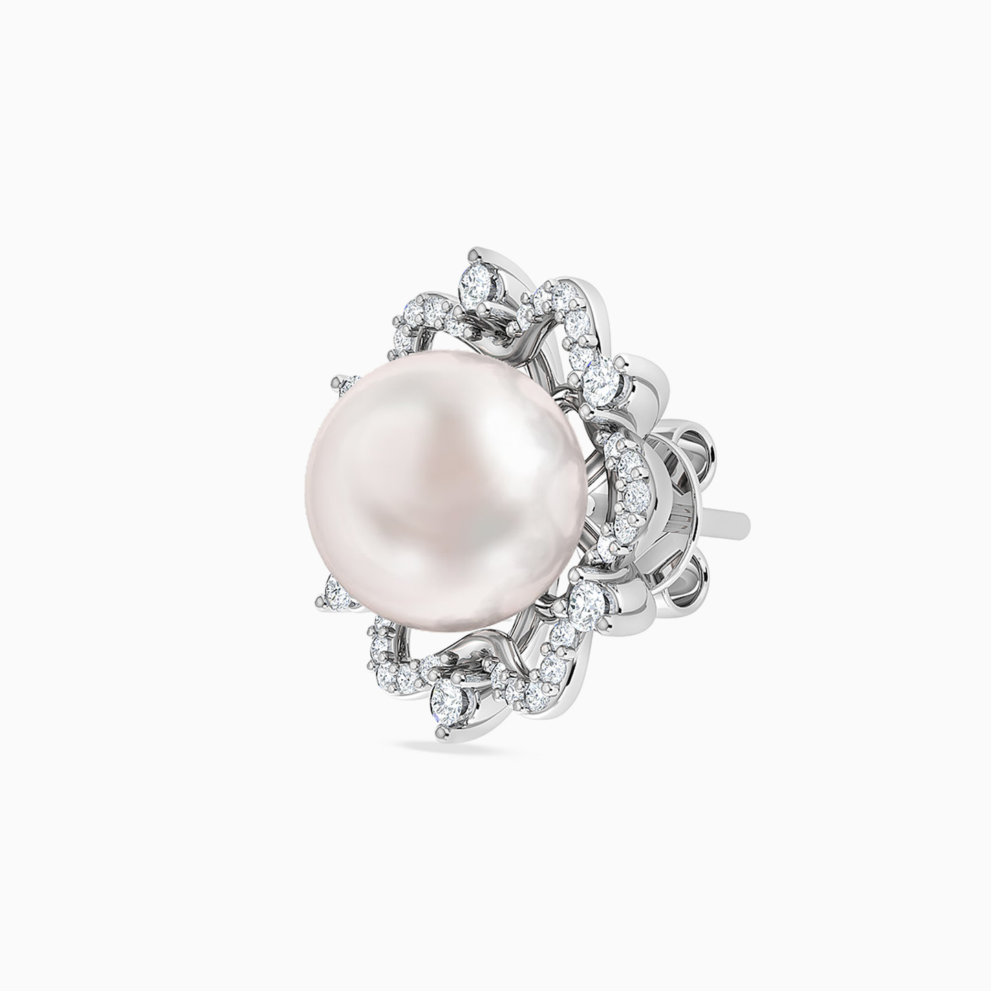 Flower Diamond & Pearl Stud Earrings in 18K Gold - 3 Flower Diamond & Pearl Stud Earrings in 18K Gold - 3