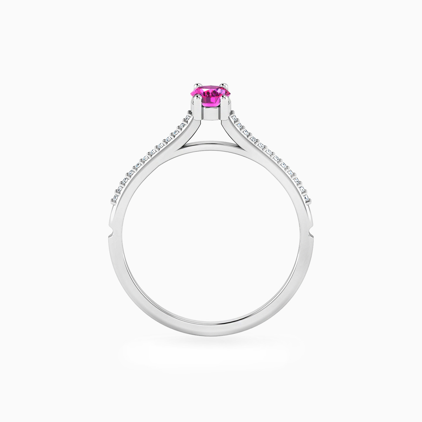 Oval Diamond & Rose Stone Ring in 18K Gold - 5 Oval Diamond & Rose Stone Ring in 18K Gold - 5