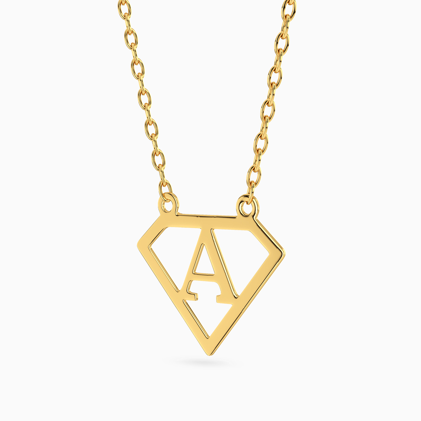 Letter A Necklace In 14K Gold - 2 Letter A Necklace In 14K Gold - 2
