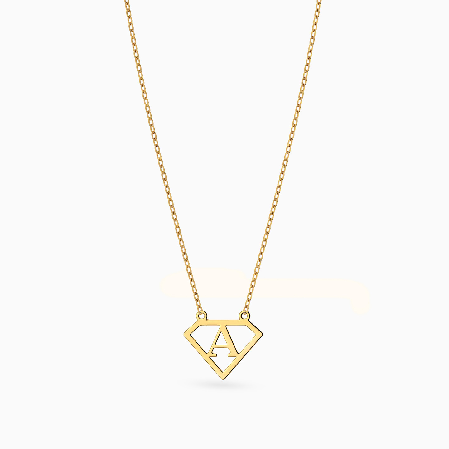 14K Gold A Pendant Necklace - 3