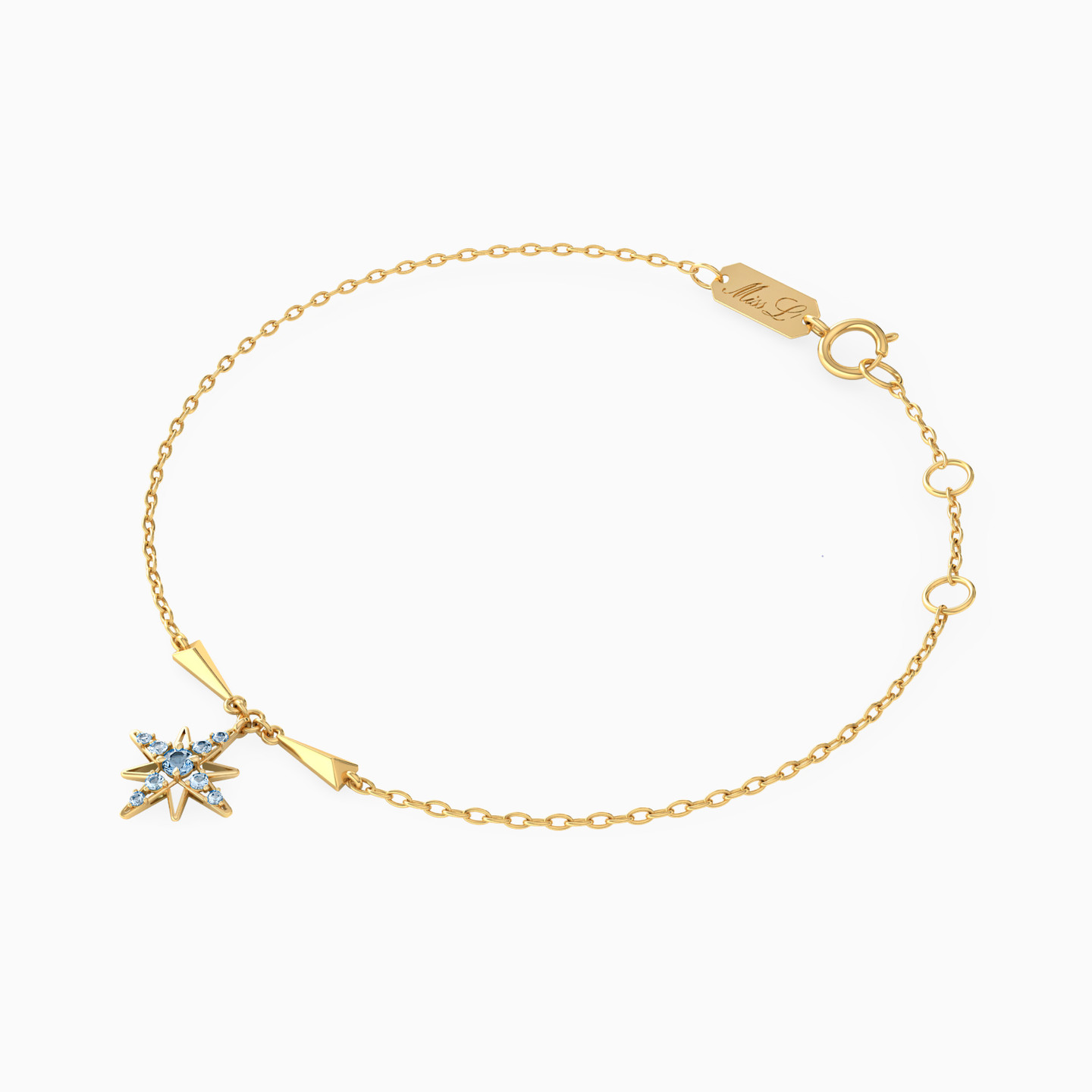 18K Gold Colored Stones Charms Bracelet - 2