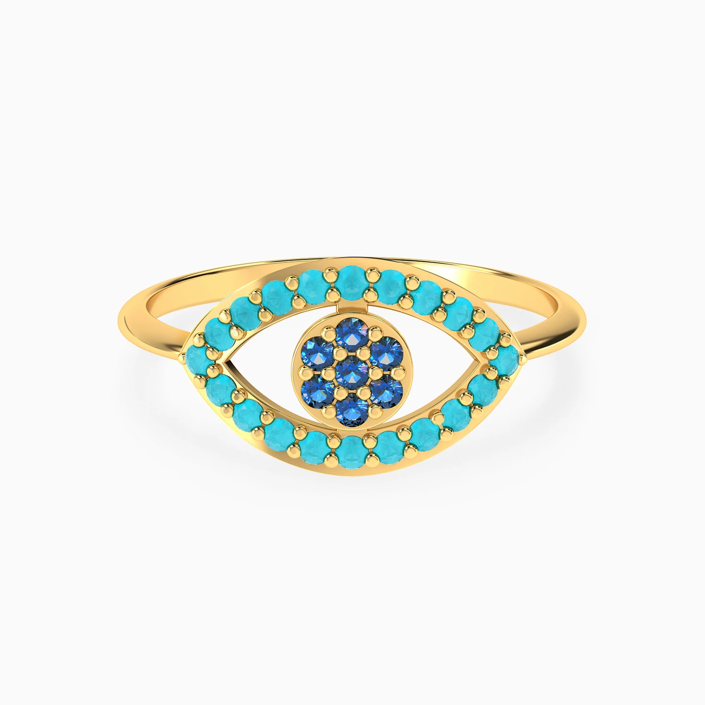 Eye Green Stones Ring in 18K Gold Eye Green Stones Ring in 18K Gold