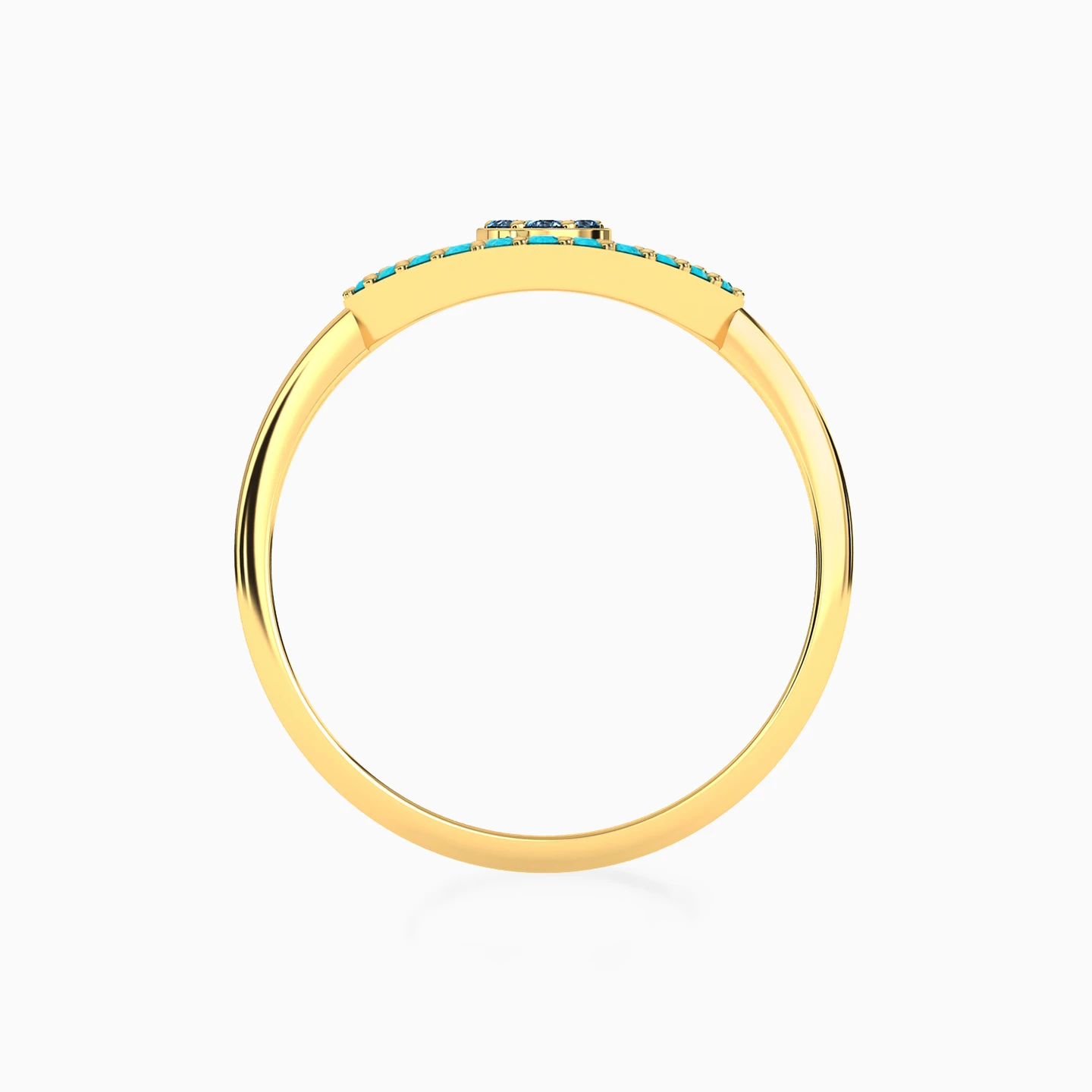 Eye Green Stones Ring in 18K Gold - 3 Eye Green Stones Ring in 18K Gold - 3