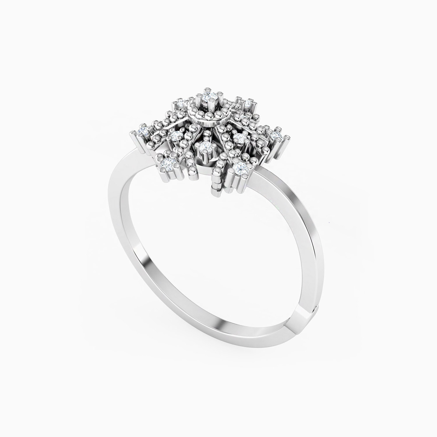 Snowflake Diamond Ring in 18K Gold - 2 Snowflake Diamond Ring in 18K Gold - 2