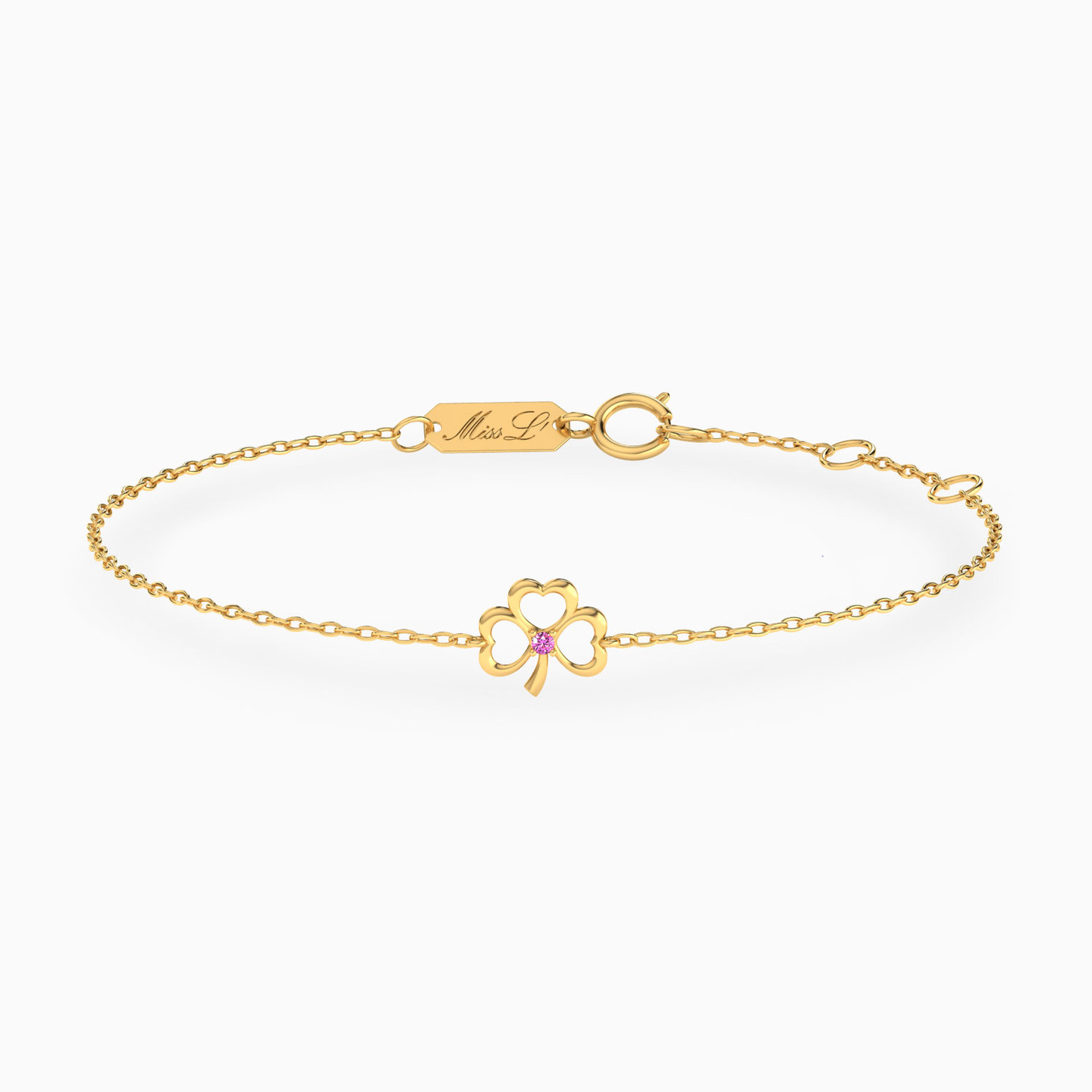 14K Gold Colored Stones Chain Bracelet