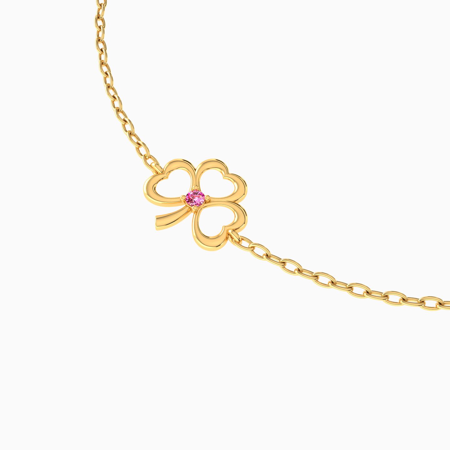 Flower Red Stone Chain Bracelet in 14K Gold - 3 Flower Red Stone Chain Bracelet in 14K Gold - 3
