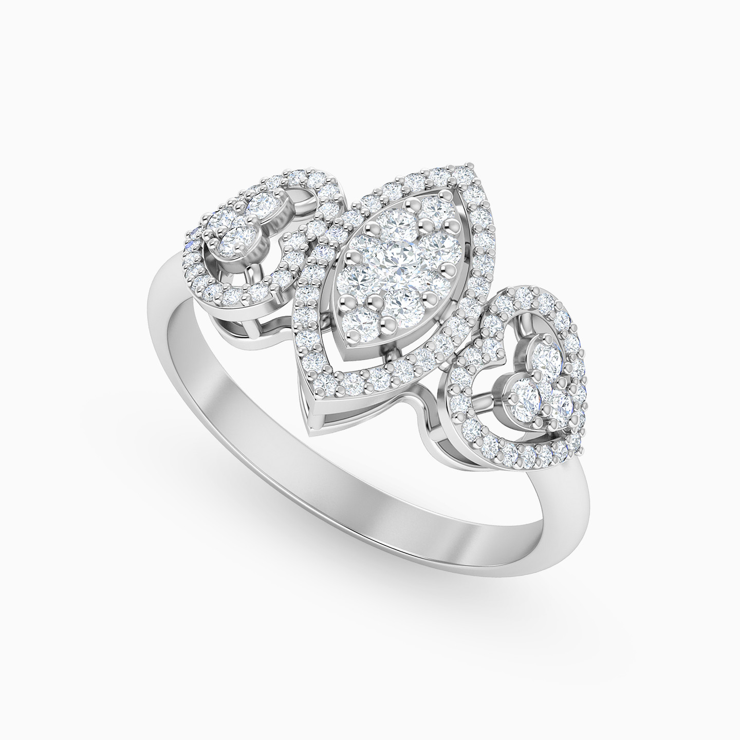 خاتم ذهب ماركيز عيار 18 قيراط مزين بالألماس - 3 خاتم ذهب ماركيز عيار 18 قيراط مزين بالألماس - 3