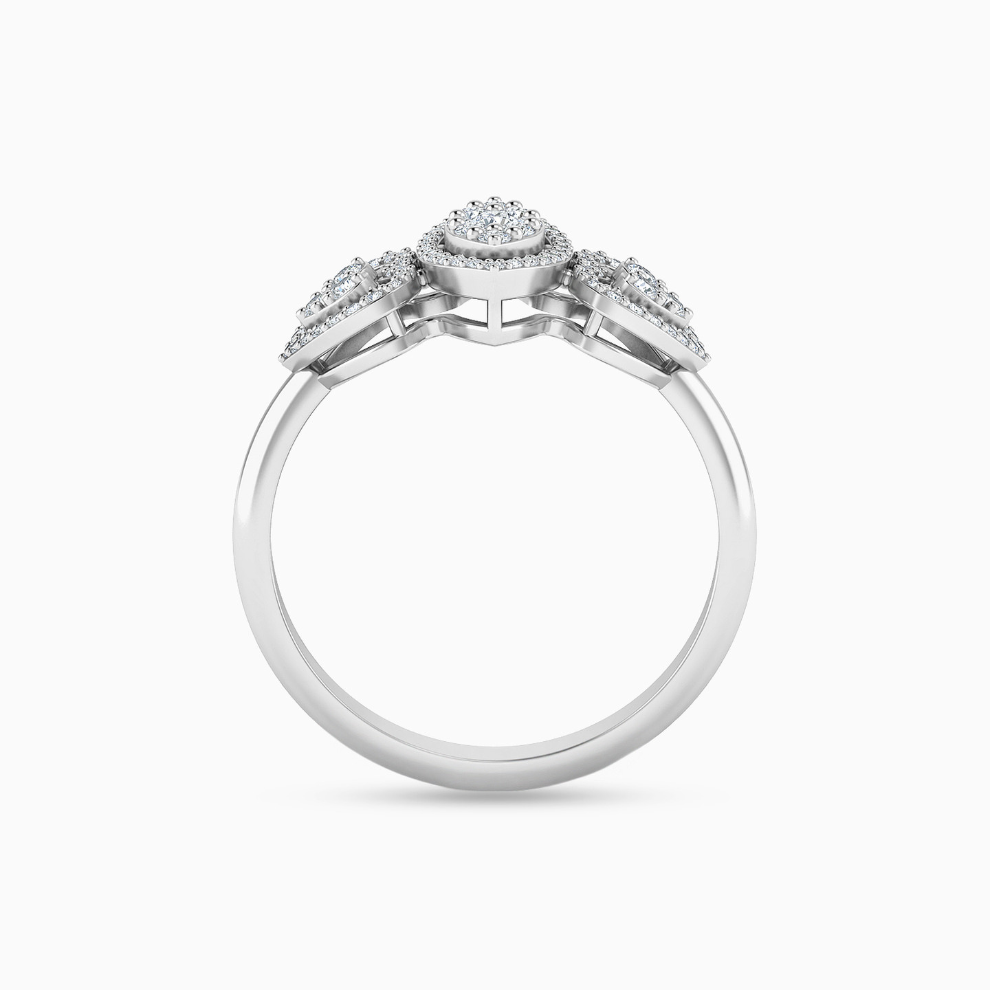 خاتم ذهب ماركيز عيار 18 قيراط مزين بالألماس - 4 خاتم ذهب ماركيز عيار 18 قيراط مزين بالألماس - 4