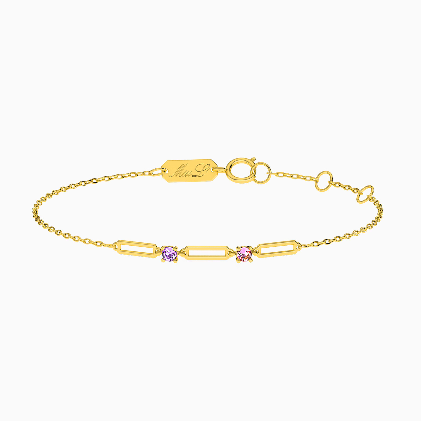 Links Colored Stones Chain Bracelet in 18K Gold