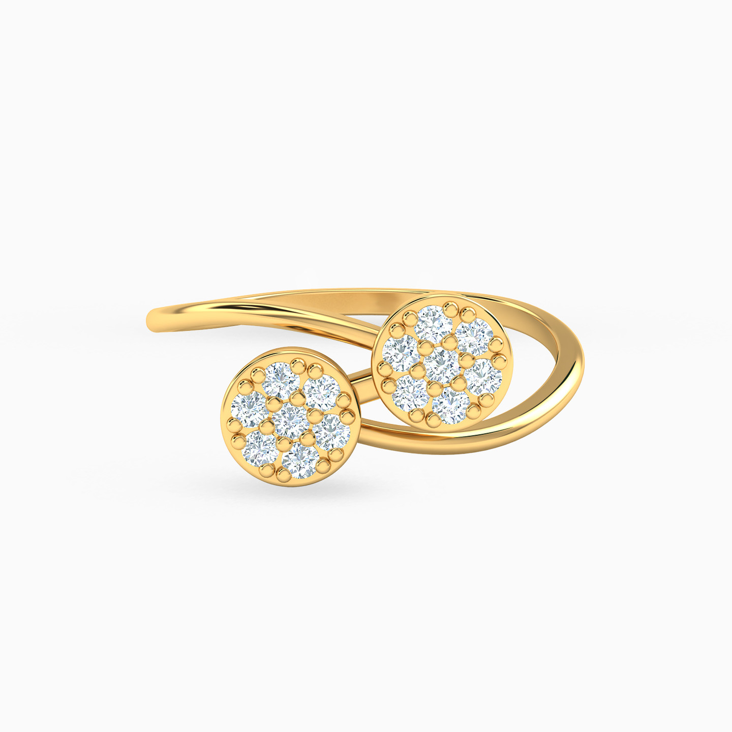 18K Gold Cubic Zirconia Two-headed Ring