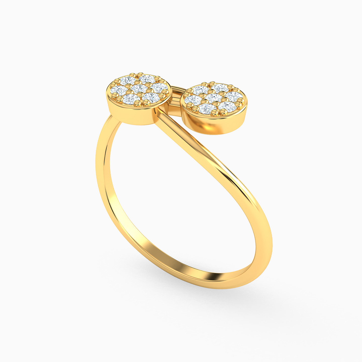 18K Gold Cubic Zirconia Two-headed Ring - 2