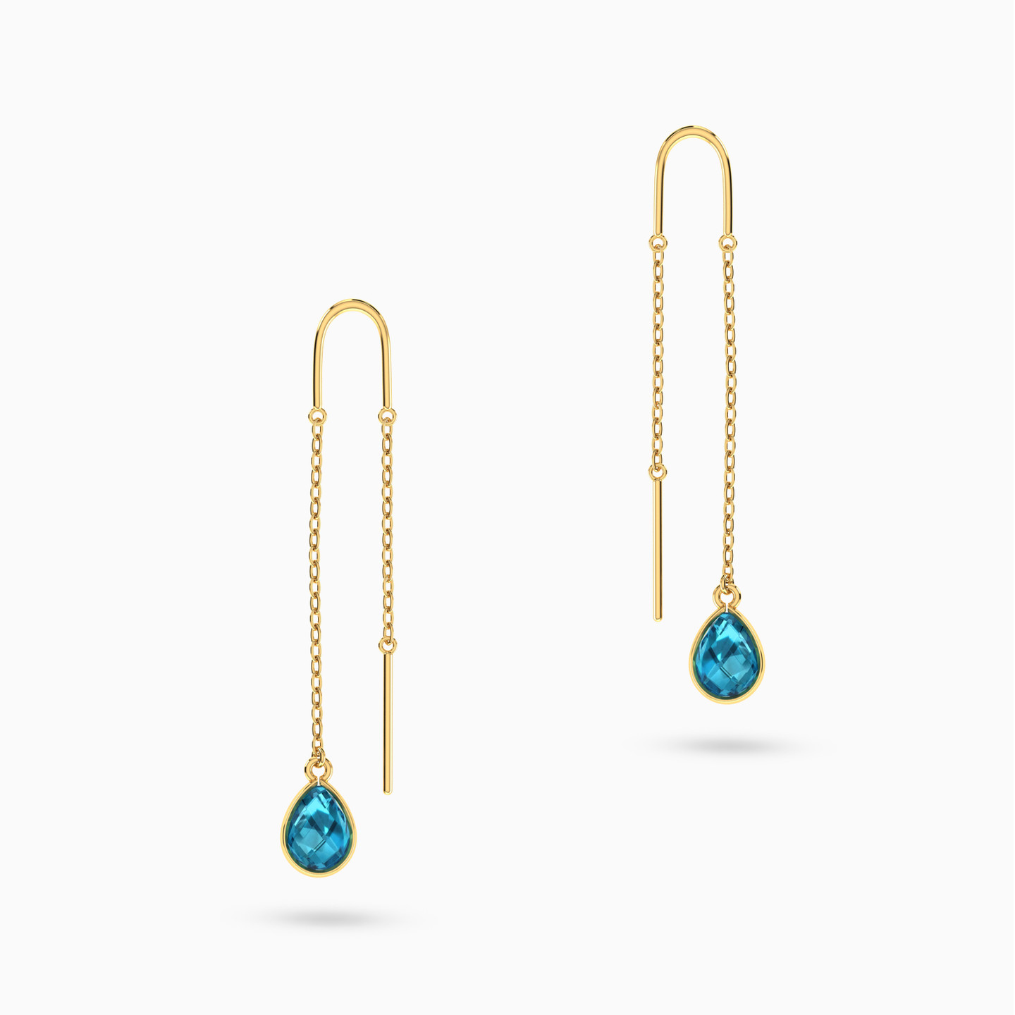 18K Gold Colored Stones Drop Earrings