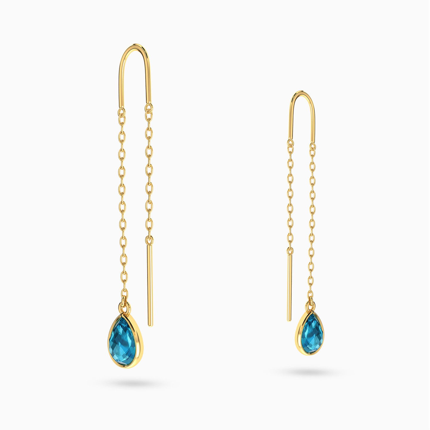 18K Gold Colored Stones Drop Earrings - 3