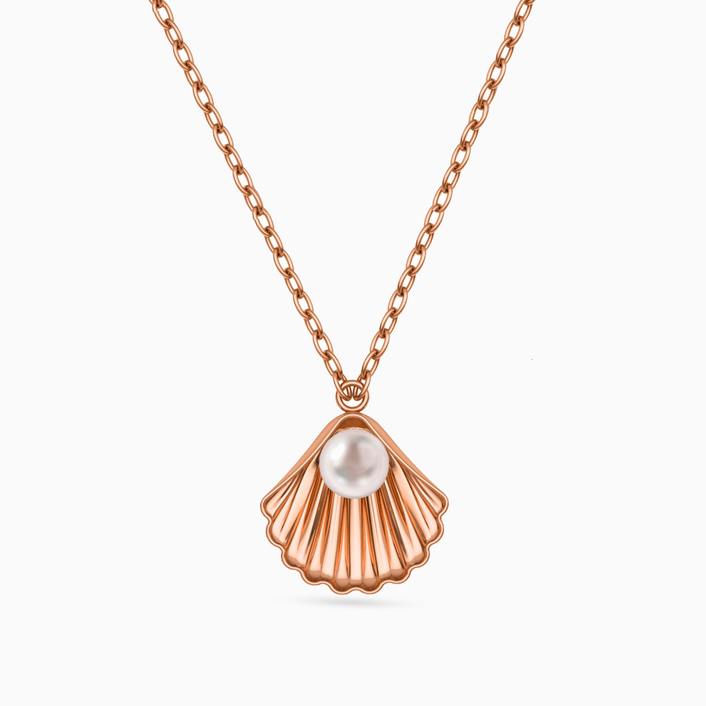 Shell Pearls Necklace In 18K Gold