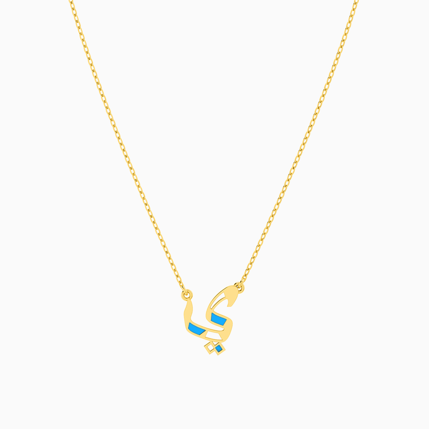 Letter Ya Colored Stones Necklace In 18K Gold - 3 Letter Ya Colored Stones Necklace In 18K Gold - 3