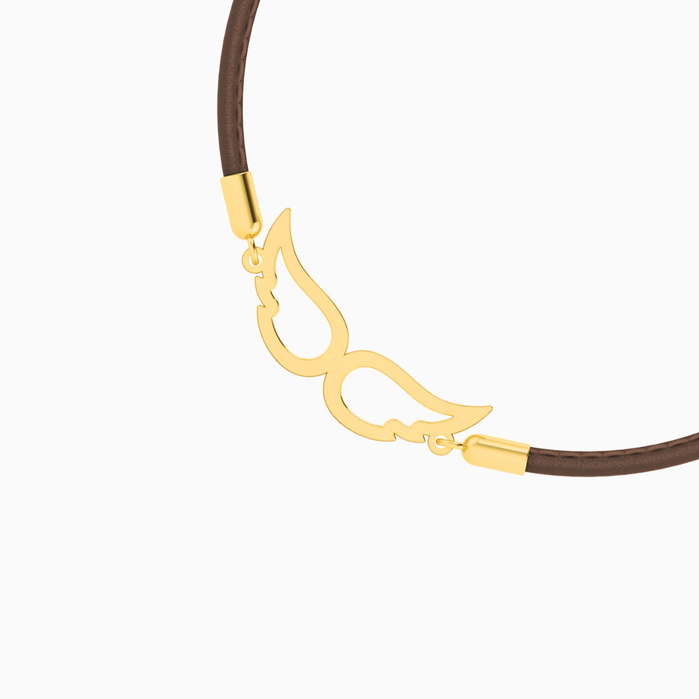 Leather Bracelet Wings Pendant in 18K Gold - 3 Leather Bracelet Wings Pendant in 18K Gold - 3