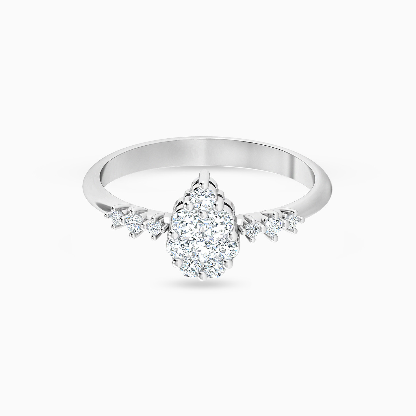 Pear Diamond Ring in 18K Gold - 2 Pear Diamond Ring in 18K Gold - 2