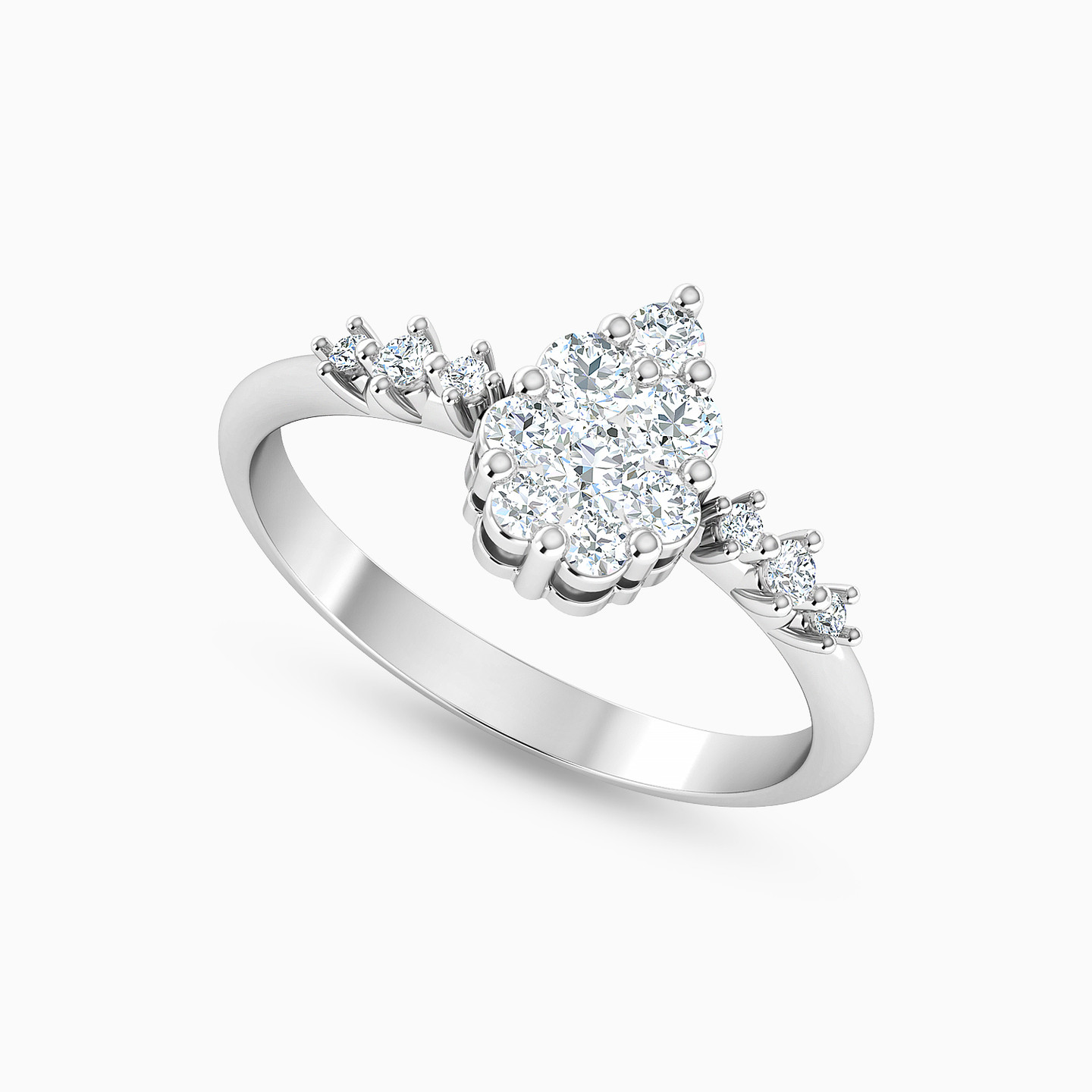 Pear Diamond Ring in 18K Gold - 3 Pear Diamond Ring in 18K Gold - 3