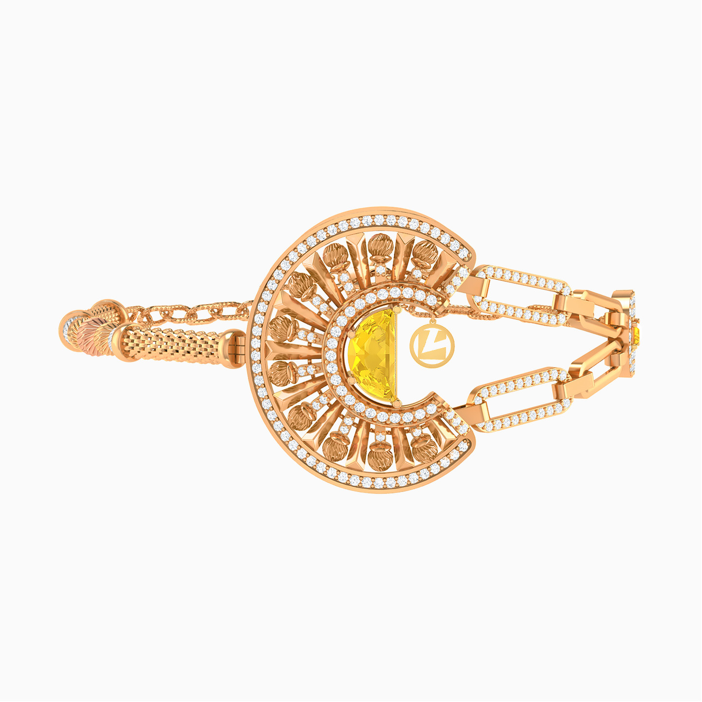 Medallion Yellow Stone Full Set in 21K Gold (3 Pieces) - 5 Medallion Yellow Stone Full Set in 21K Gold (3 Pieces) - 5