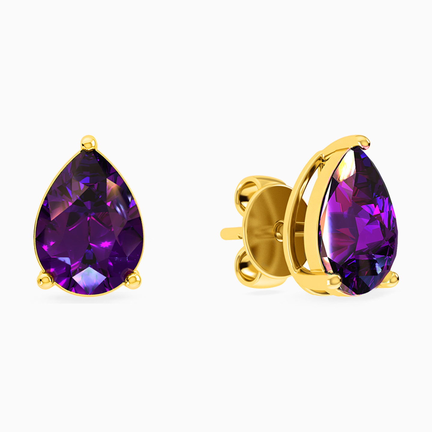 Pear Colored Stones Stud Earrings in 18K Gold - 2 Pear Colored Stones Stud Earrings in 18K Gold - 2