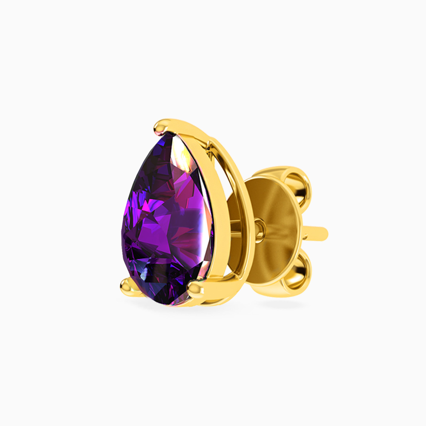 Pear Colored Stones Stud Earrings in 18K Gold - 3 Pear Colored Stones Stud Earrings in 18K Gold - 3