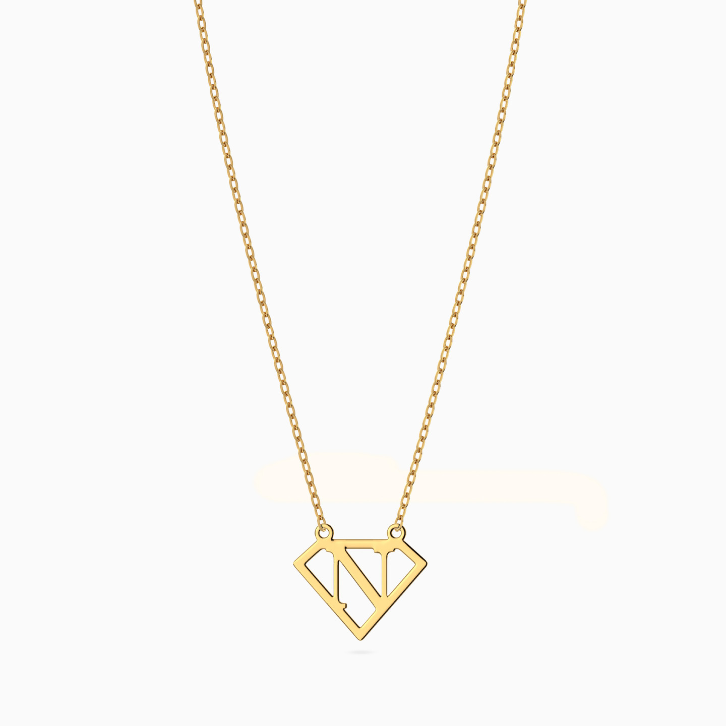Letter N Necklace In 14K Gold - 3 Letter N Necklace In 14K Gold - 3