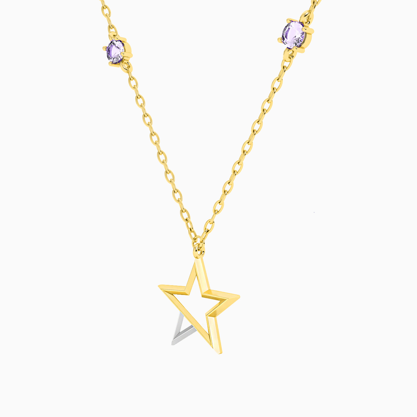 Star Colored Stones Necklace In 18K Gold - 2