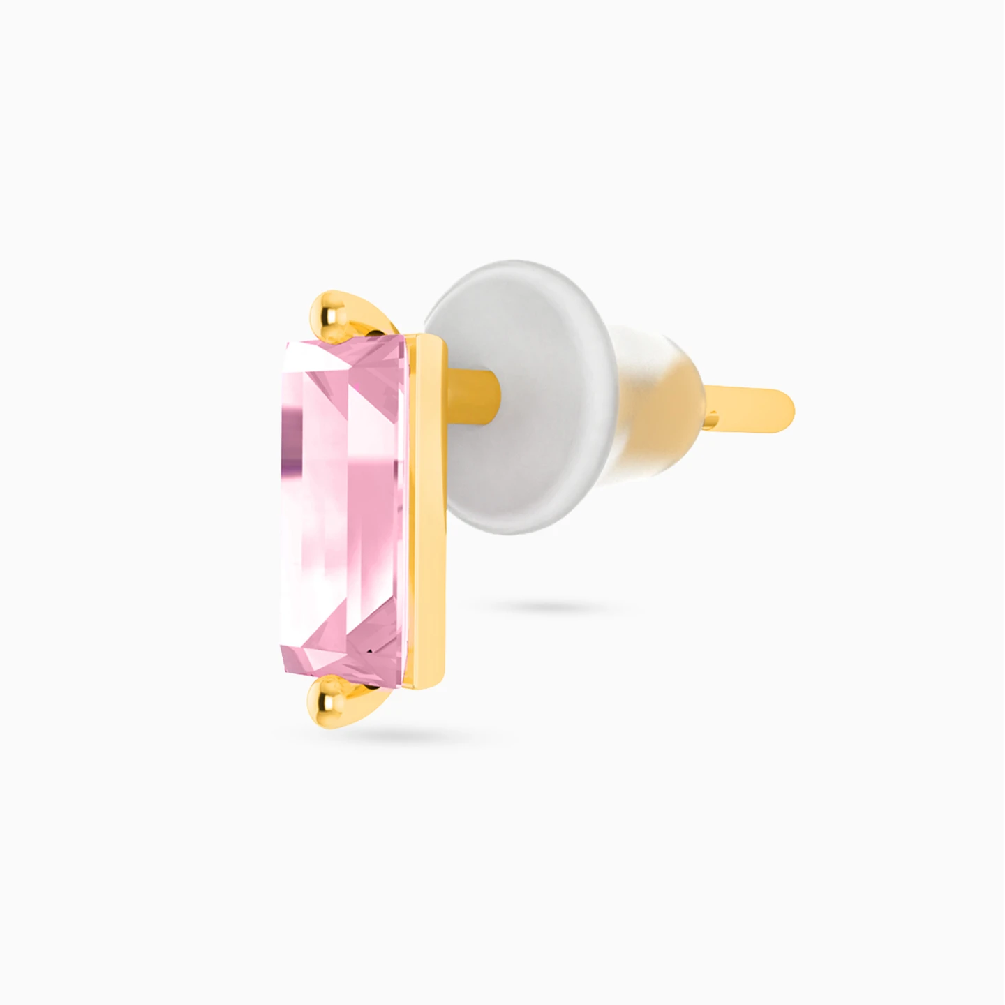 Baguette Rose Stone Stud Earrings in 18K Gold - 3 Baguette Rose Stone Stud Earrings in 18K Gold - 3