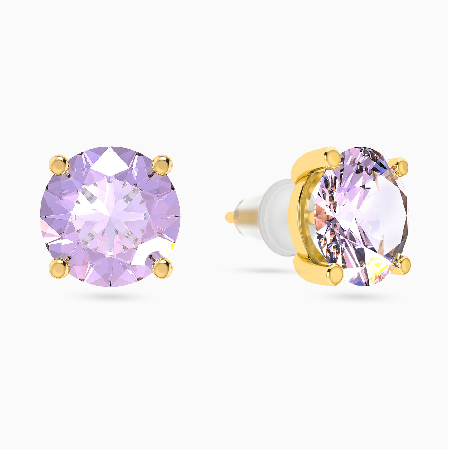 Round Colored Stones Stud Earrings in 18K Gold - 2