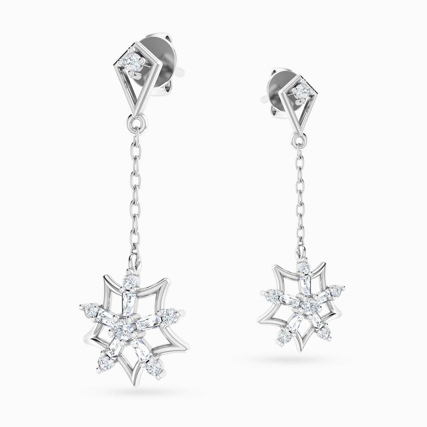 Star Diamond Drop Earrings in 18K Gold - 3 Star Diamond Drop Earrings in 18K Gold - 3