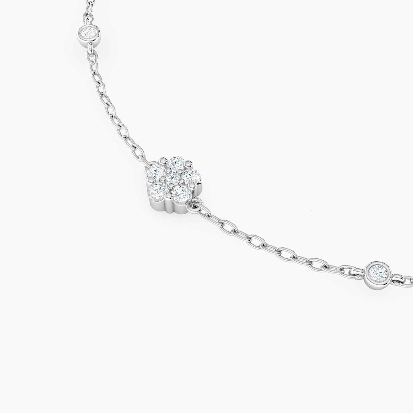 أسورة بسلسلة ذهب زهرة عيار 18 قيراط مزينة بالألماس   - 3