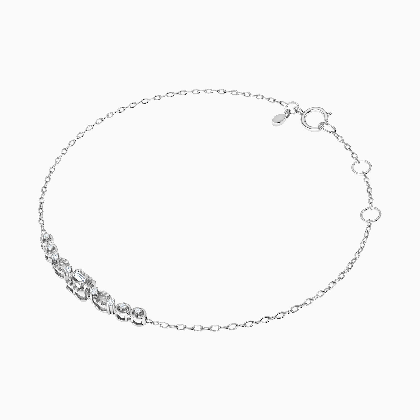 Rectangle Diamond Chain Bracelet in 18K Gold - 2 Rectangle Diamond Chain Bracelet in 18K Gold - 2