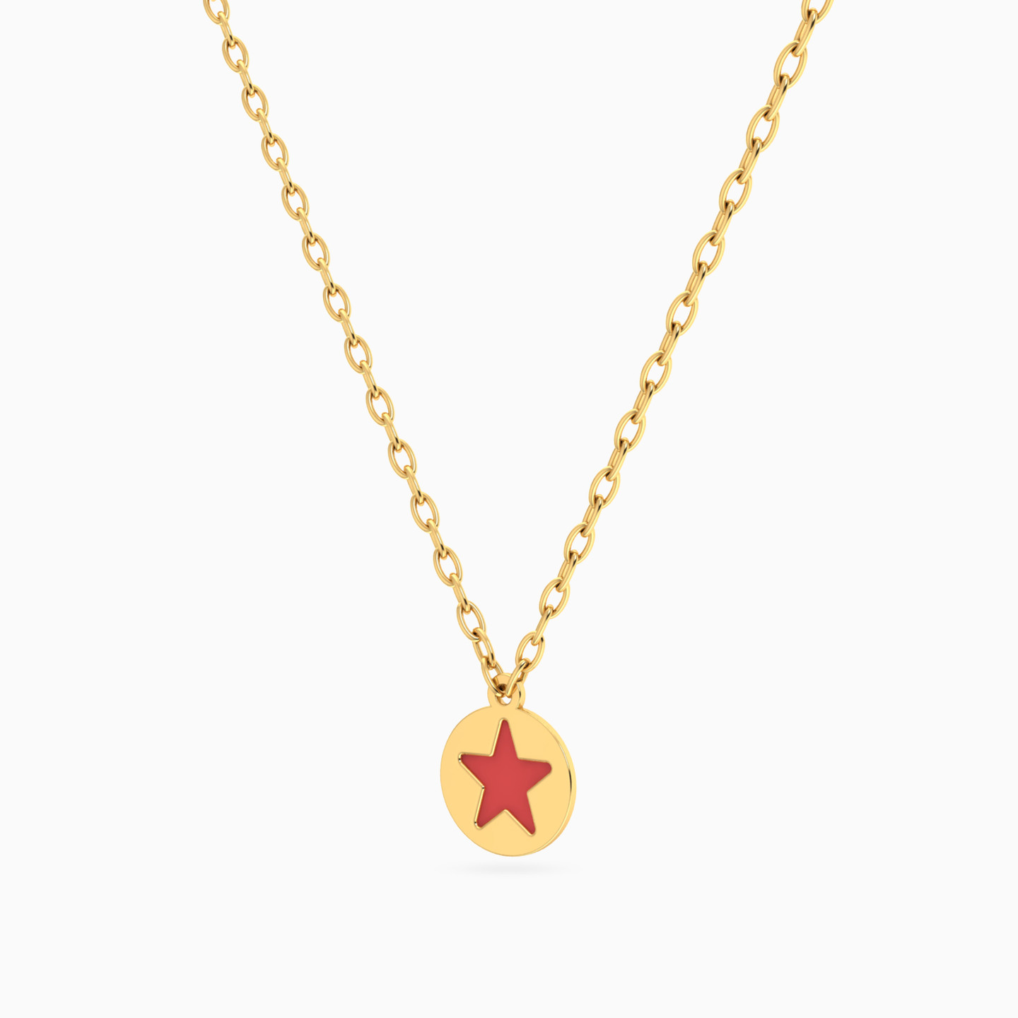 Kids Star Enamel Coated Necklace in 14K Gold - 2