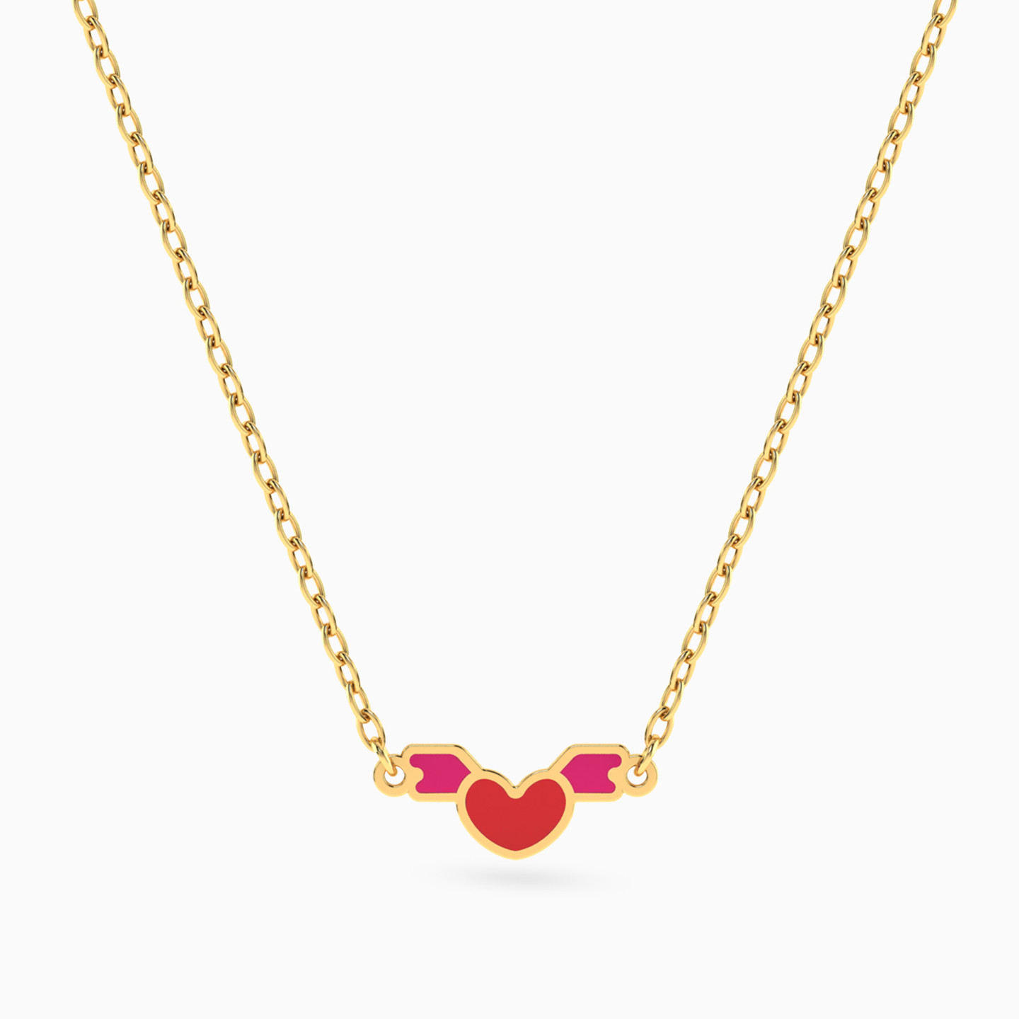 Kids Heart Enamel Coated Necklace in 14K Gold