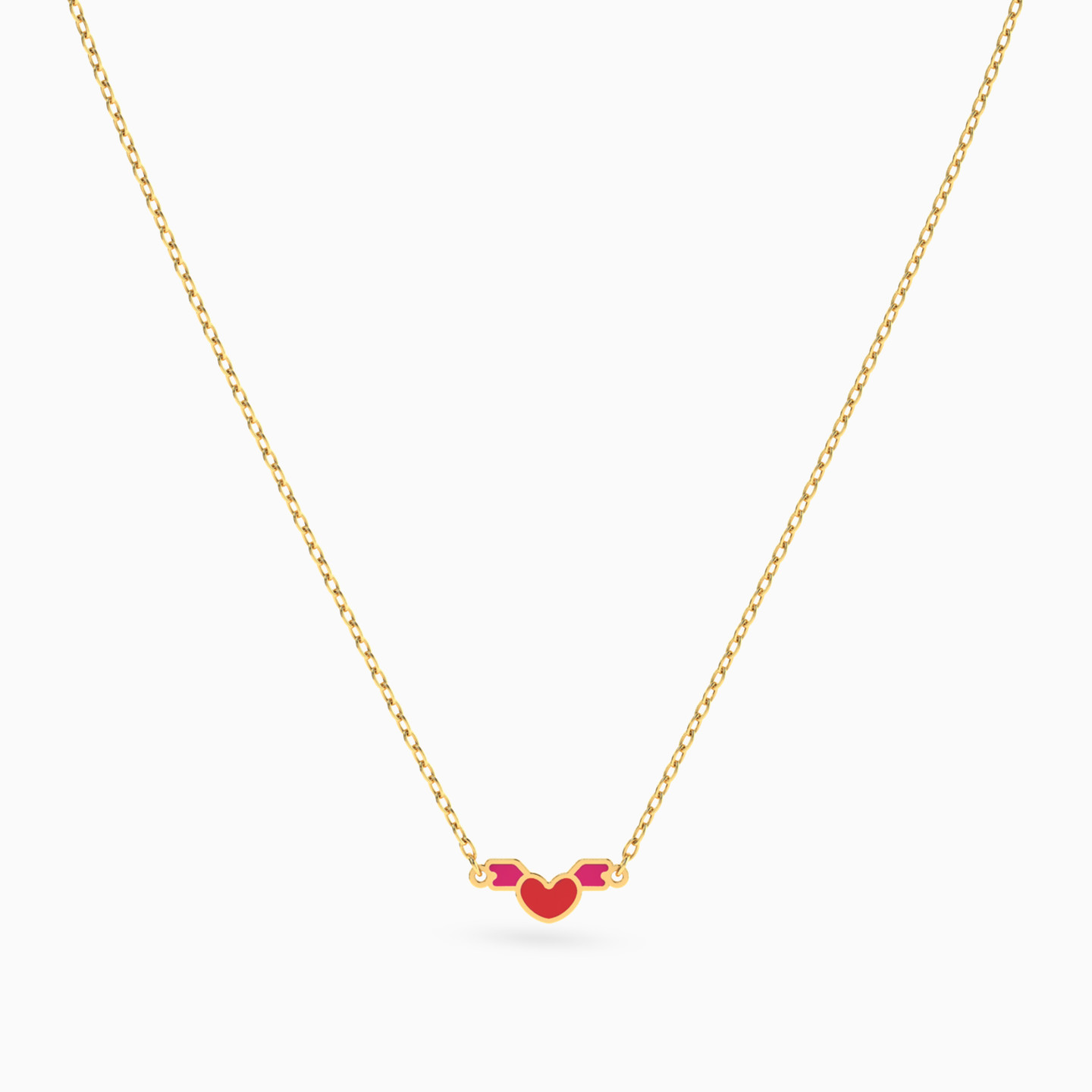 Kids Heart Enamel Coated Necklace in 14K Gold - 3