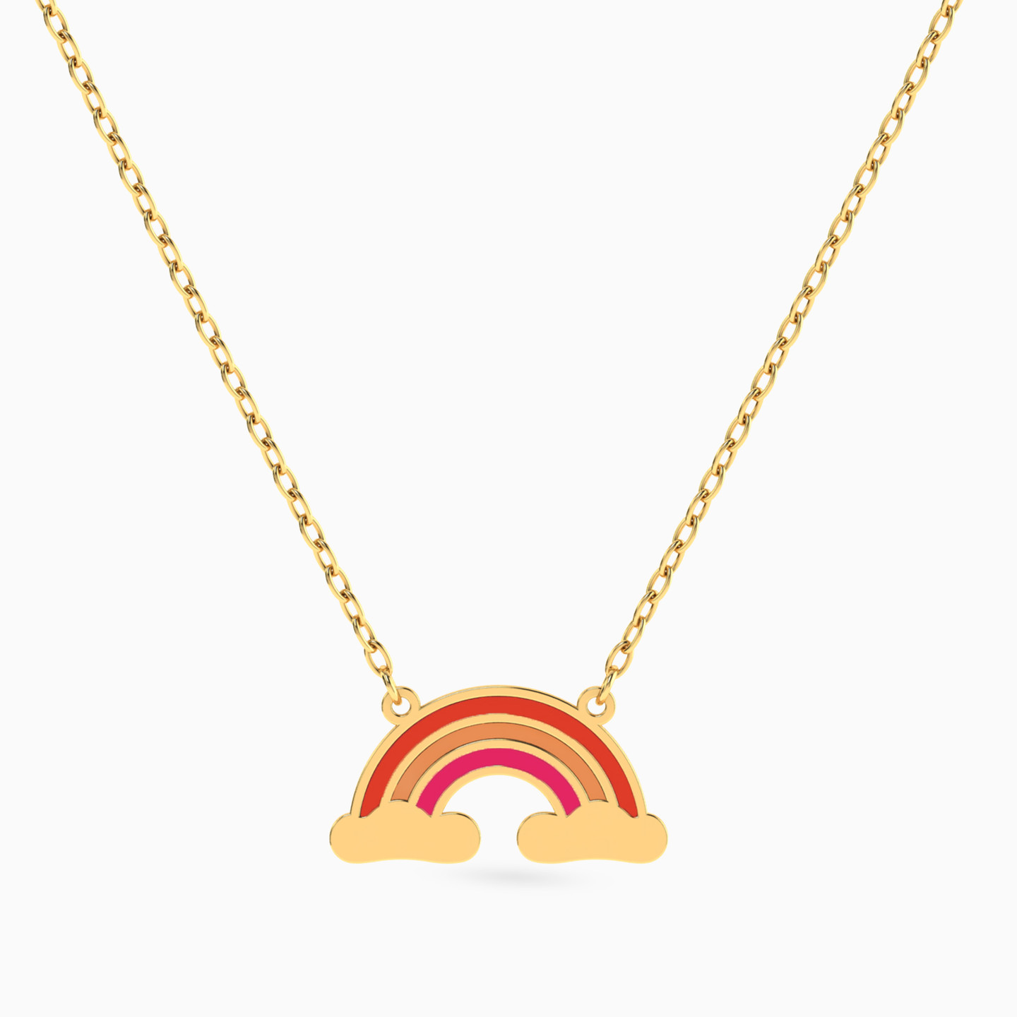 Kids Rainbow Enamel Coated Necklace in 14K Gold