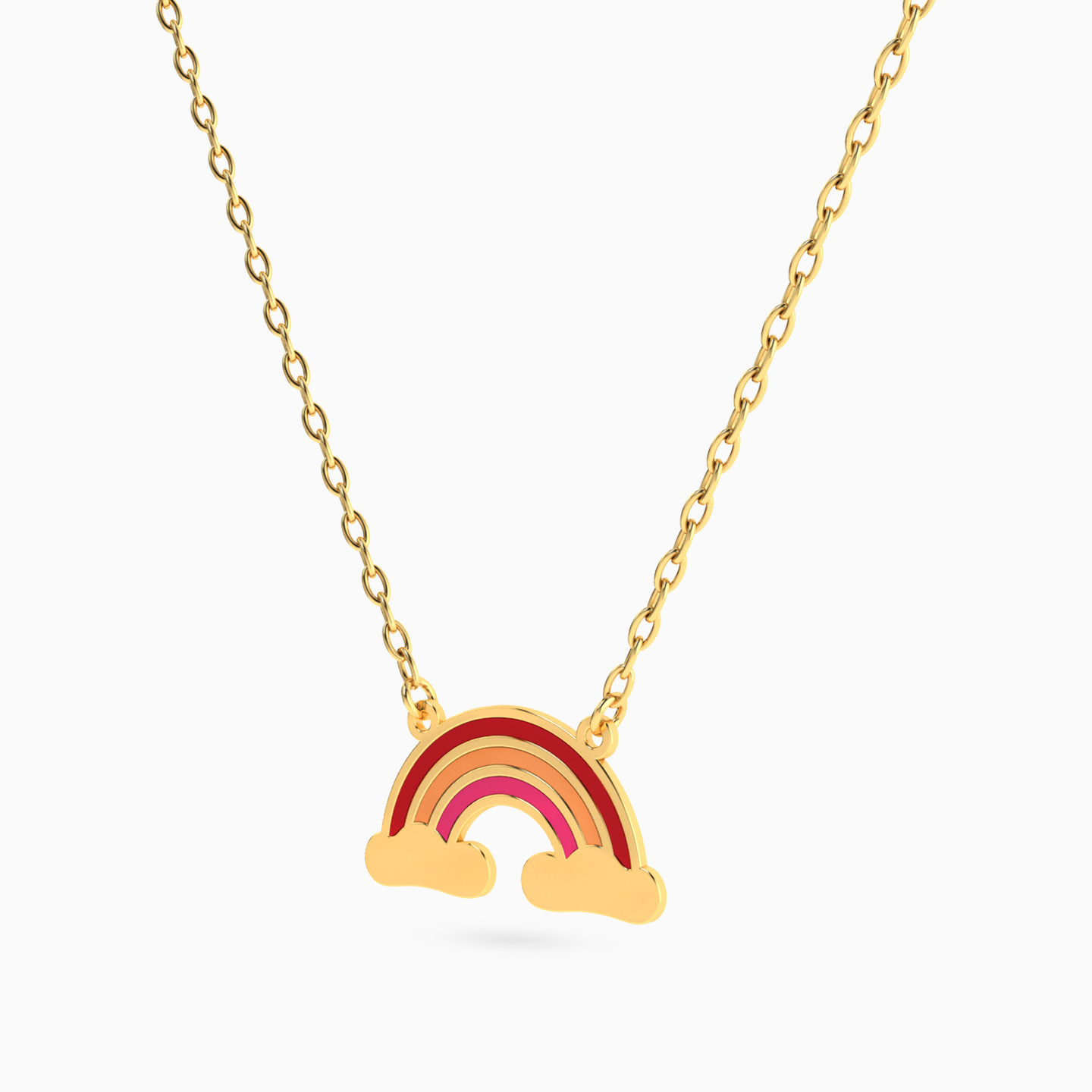 Kids Rainbow Enamel Coated Necklace in 14K Gold - 2