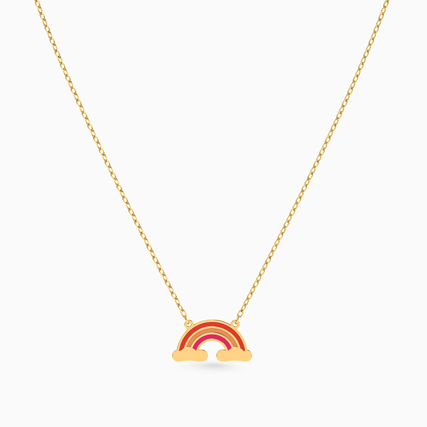 Kids Rainbow Enamel Coated Necklace in 14K Gold - 3 Kids Rainbow Enamel Coated Necklace in 14K Gold - 3