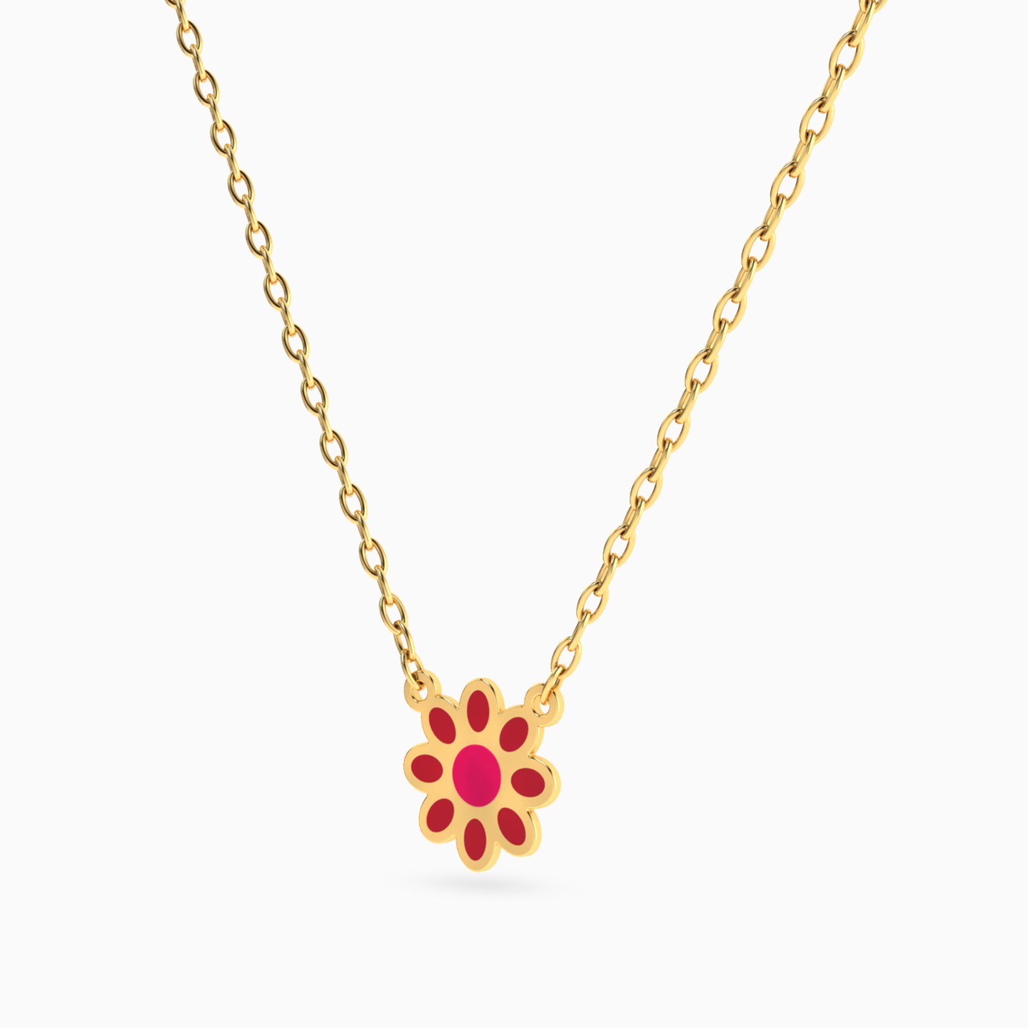 Kids 14K Gold Enamel Coated Pendant Necklace - 2