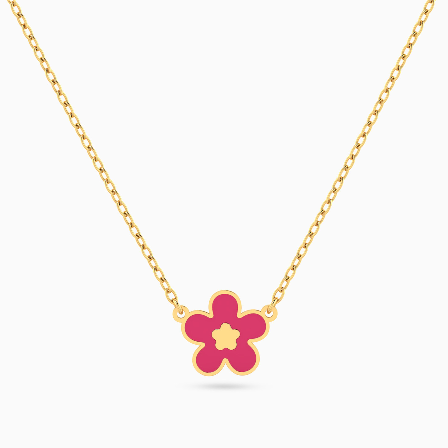 Kids Flower Enamel Coated Necklace in 14K Gold Kids Flower Enamel Coated Necklace in 14K Gold
