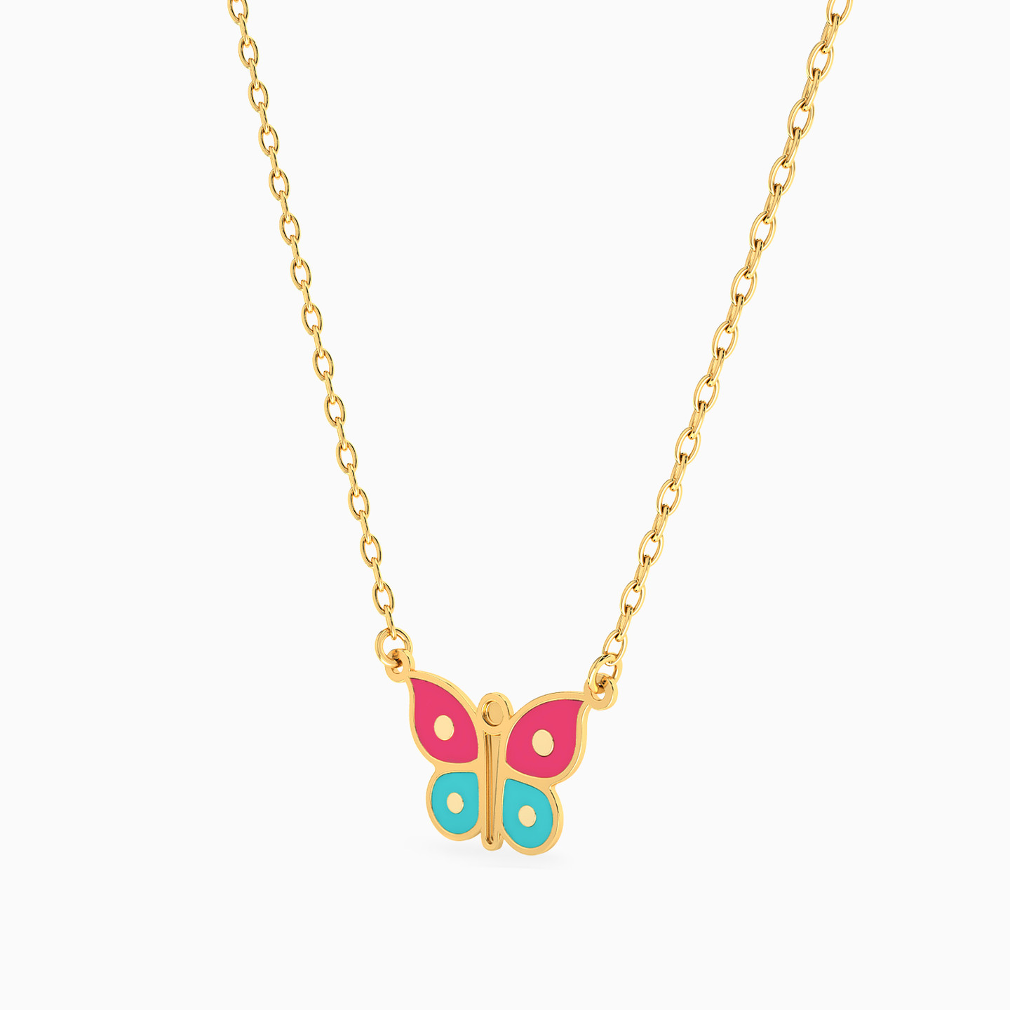 Kids 14K Gold Enamel Coated Pendant Necklace - 2