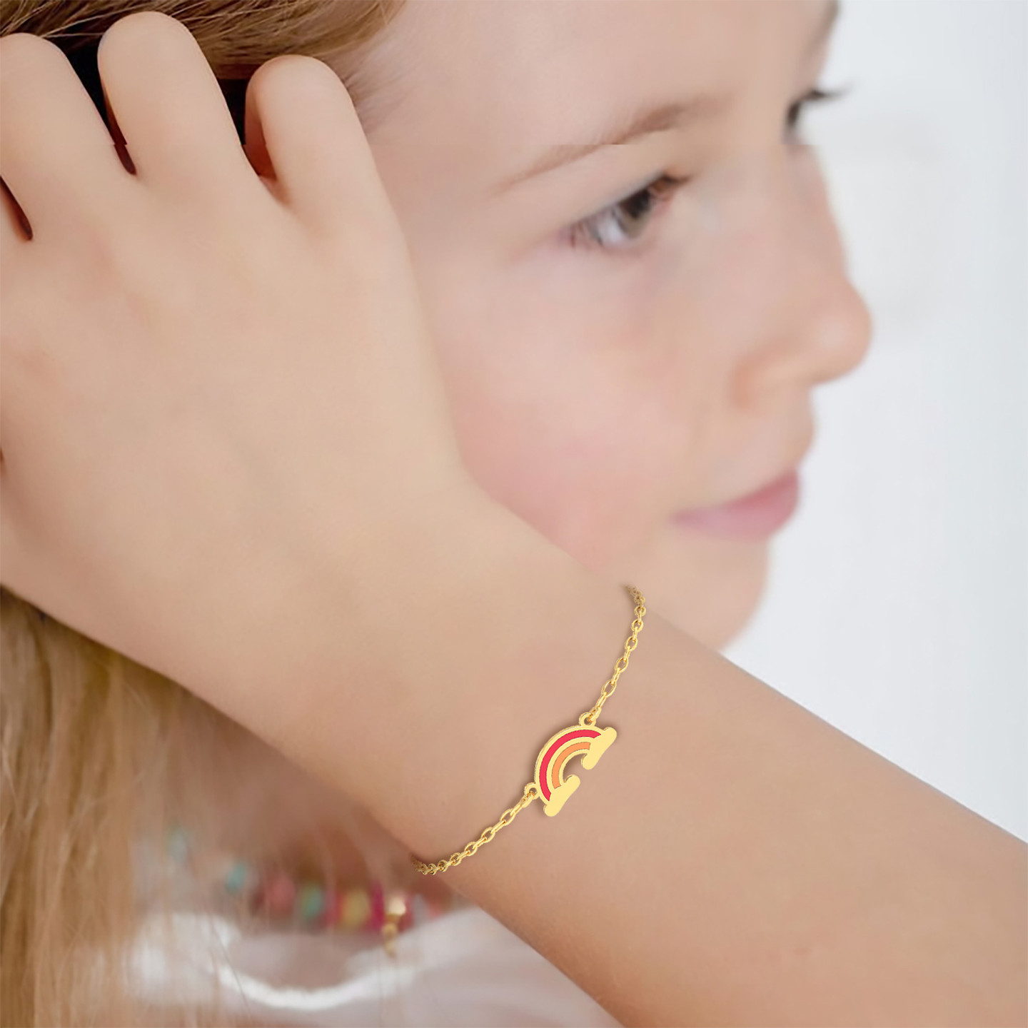 Kids Rainbow Chain Bracelet in 14K Gold - 4 Kids Rainbow Chain Bracelet in 14K Gold - 4