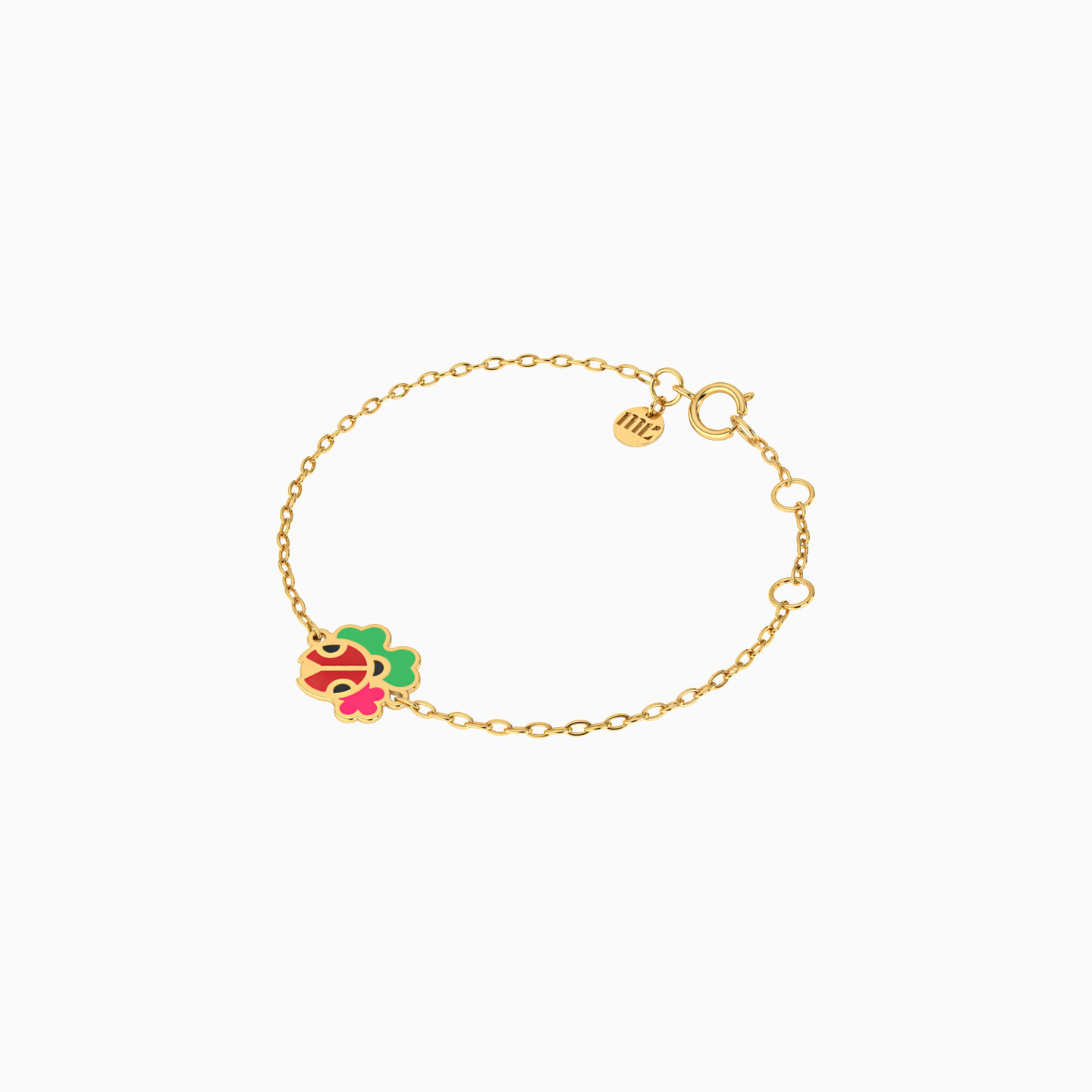 Kids 14K Gold Enamel Coated Chain Bracelet - 2