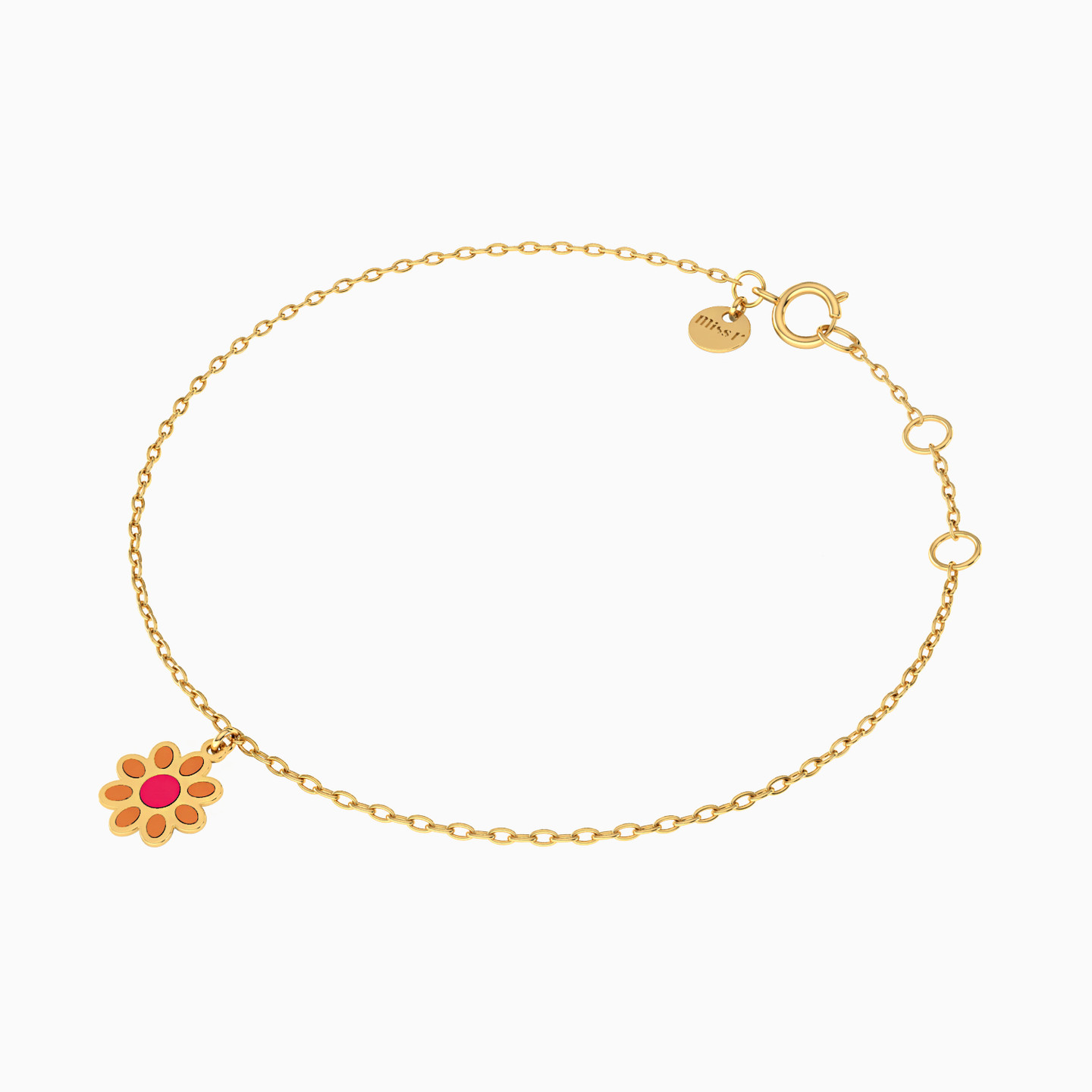 Kids 14K Gold Enamel Coated Chain Bracelet - 2