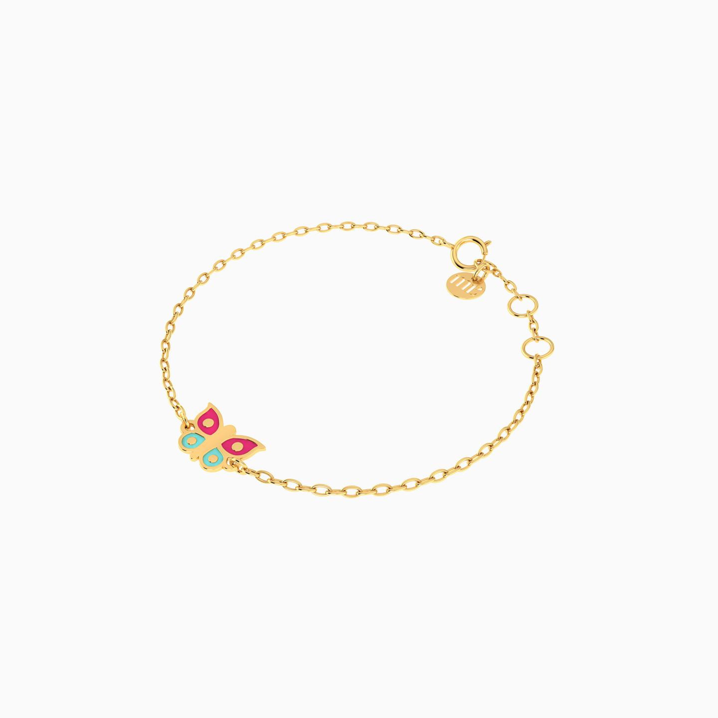 Kids 14K Gold Enamel Coated Chain Bracelet - 2