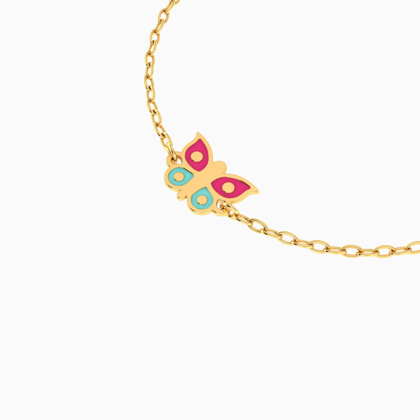 Kids 14K Gold Enamel Coated Chain Bracelet - 3