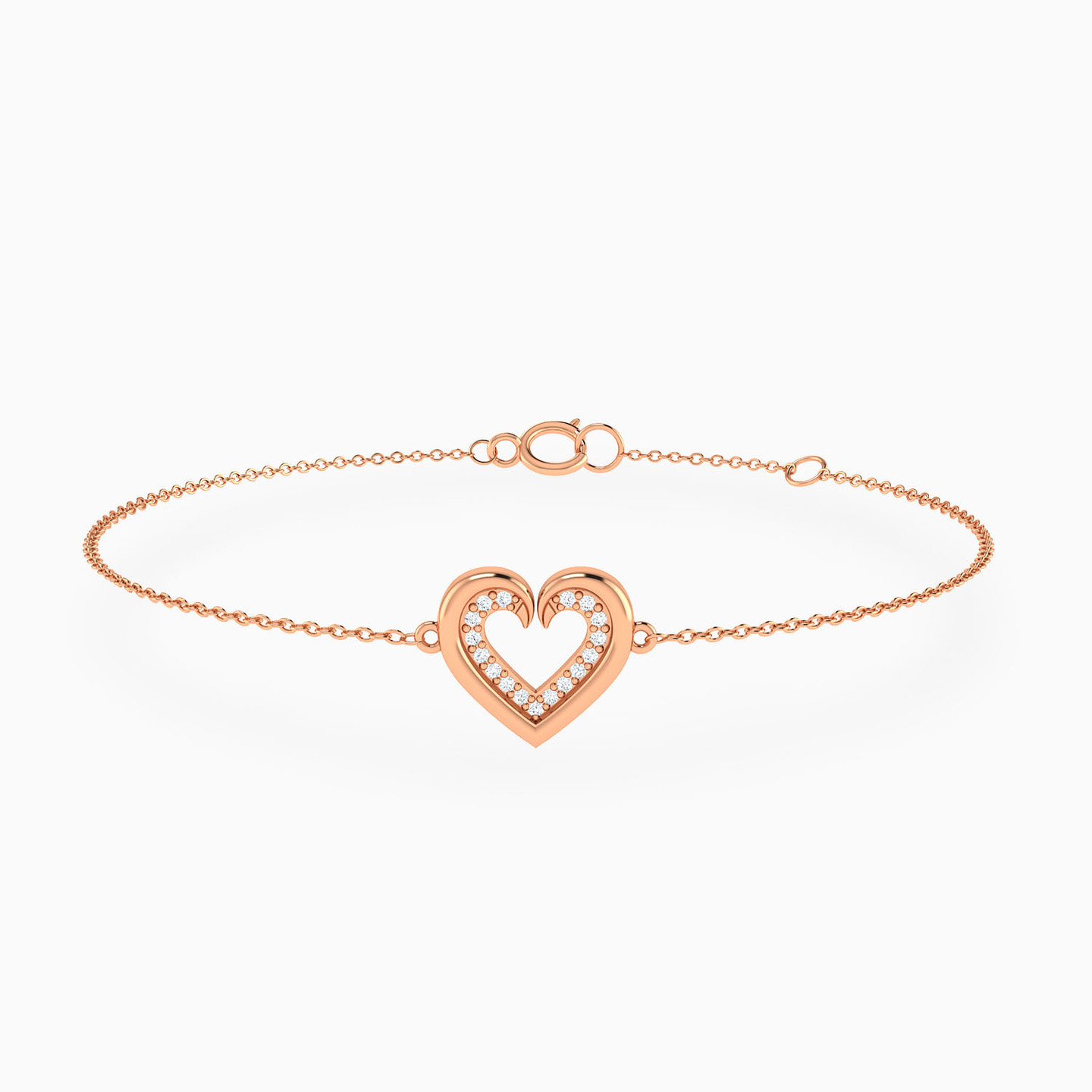 Heart Shaped Diamond Chain Bracelet in 18K Gold 