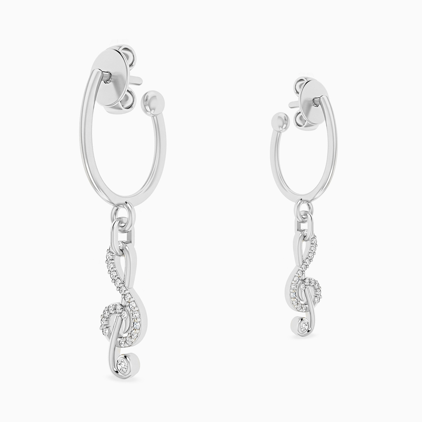 Musical Note Diamonds Drop Earrings in 18K Gold - 3 Musical Note Diamonds Drop Earrings in 18K Gold - 3