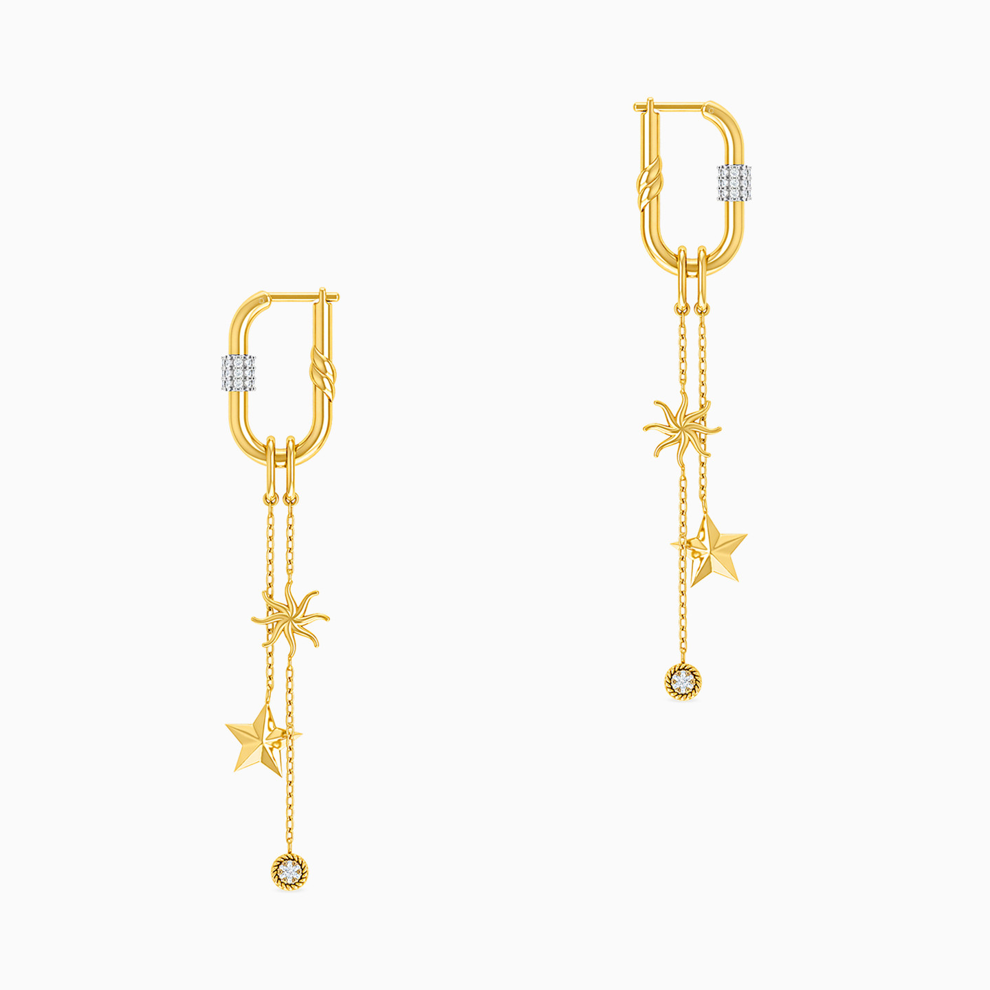 أقراط متدلية ذهب سلاسل متدلية عيار 18 قيراط مزينة بالألماس أقراط متدلية ذهب سلاسل متدلية عيار 18 قيراط مزينة بالألماس