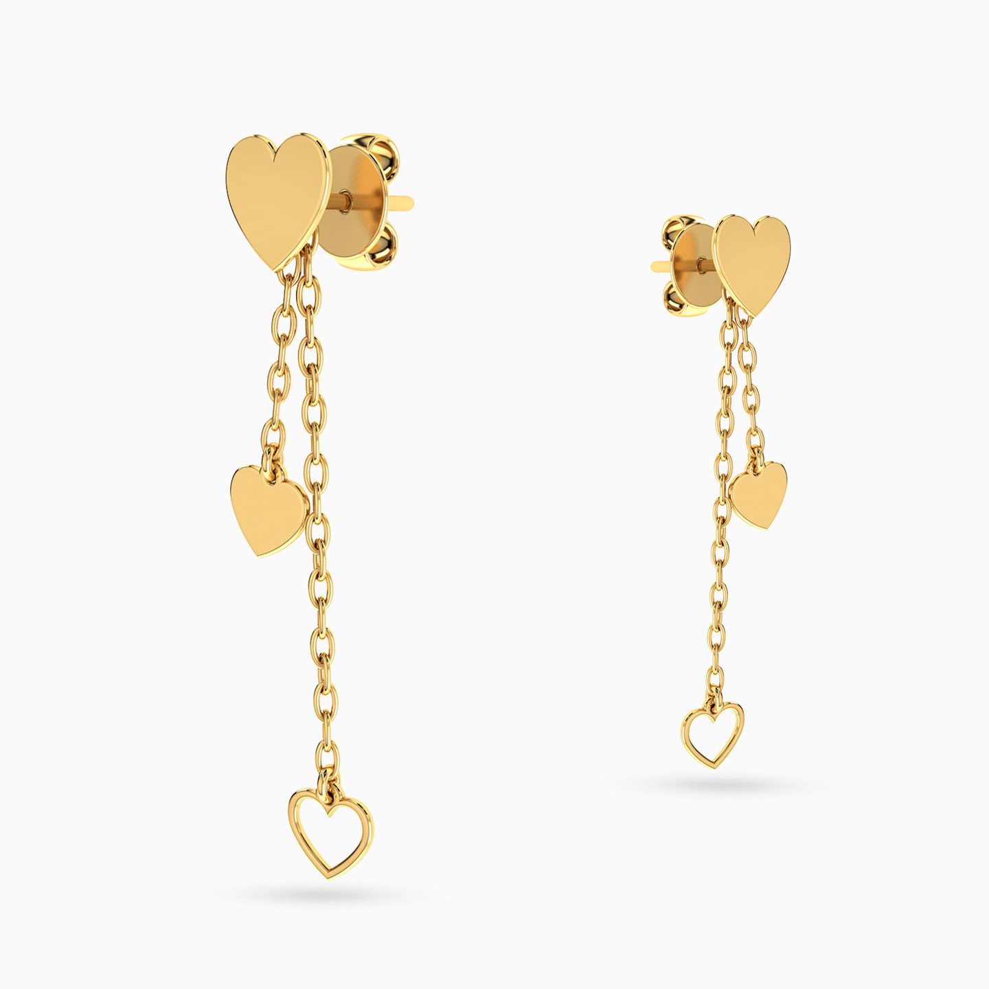 Heart Drop Earrings in 18K Gold - 3 Heart Drop Earrings in 18K Gold - 3